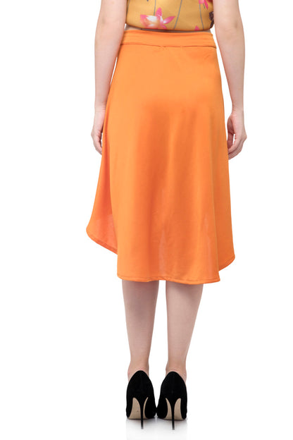 Plain Orange Asymmetric Skirt