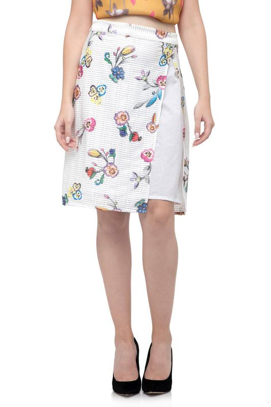 White Wrap Midi Skirt