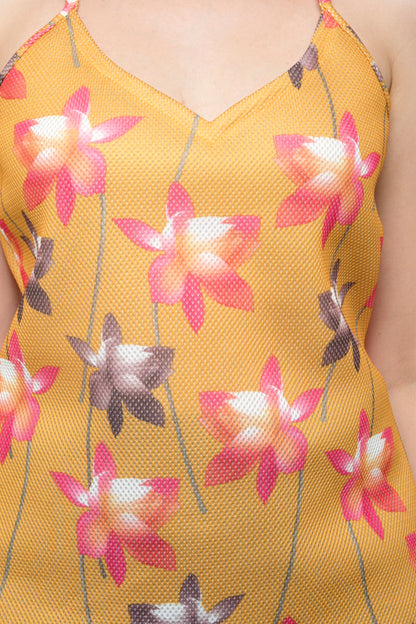 V-neck Striped Flowers Cami Top
