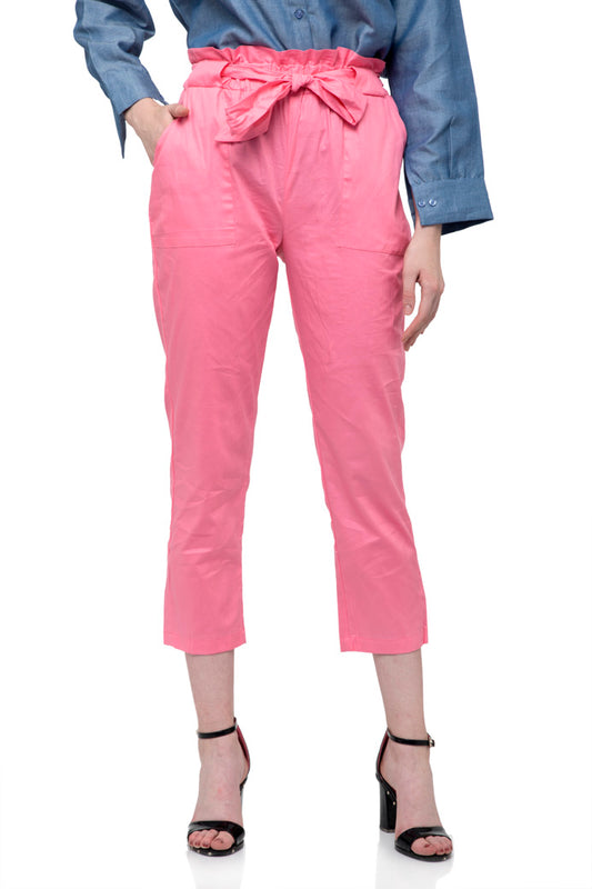 Regular Fit Solid Cropped Peg Trousers