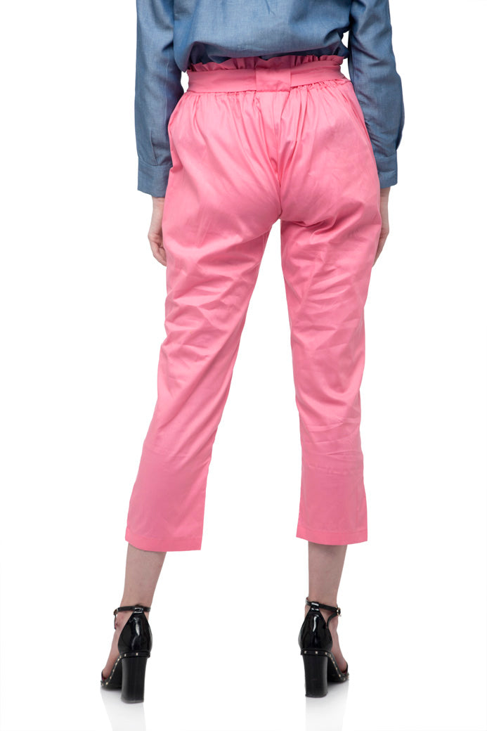 Regular Fit Solid Cropped Peg Trousers
