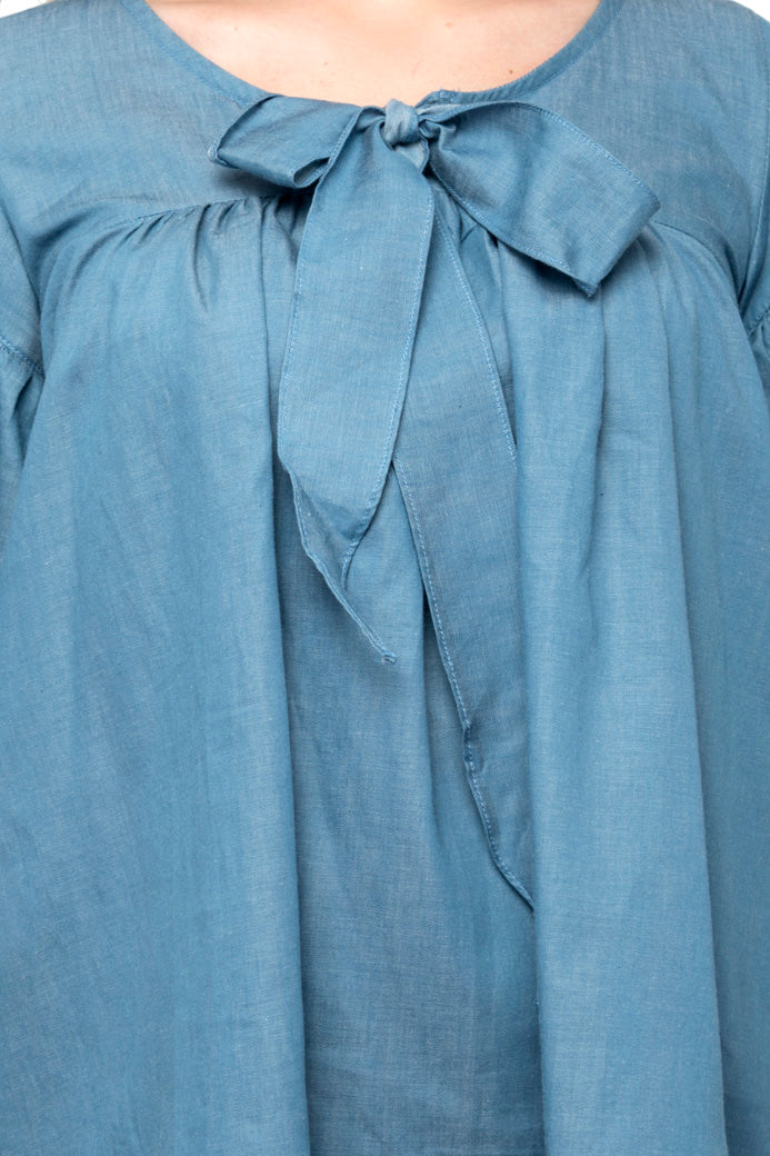 Tie Neck Ruffle Sleeve Top