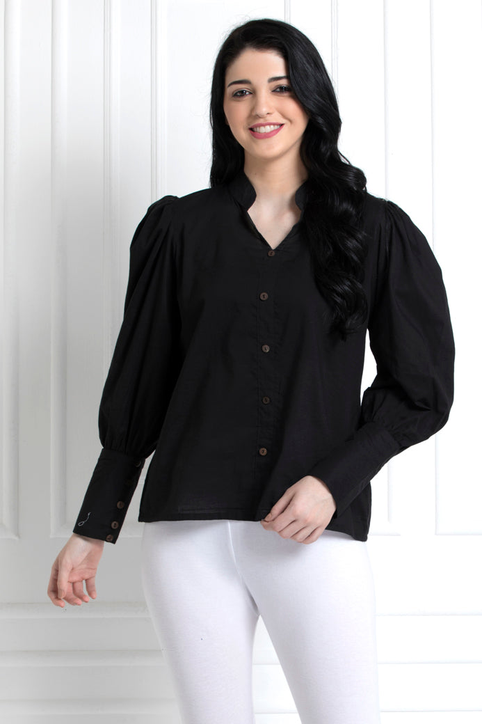 Stand Collar Button Down Shirt