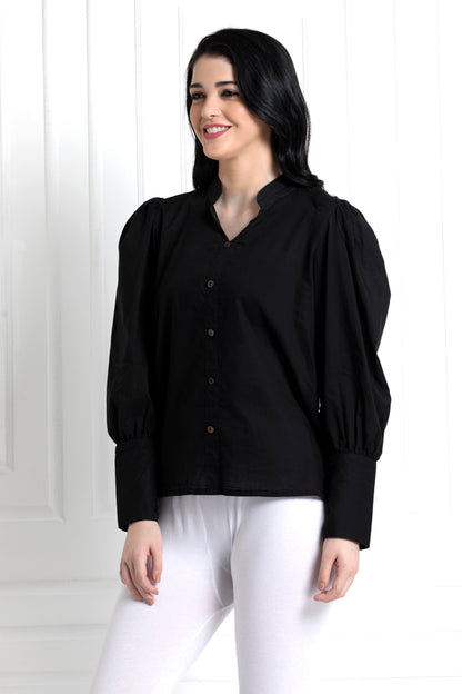 Stand Collar Button Down Shirt