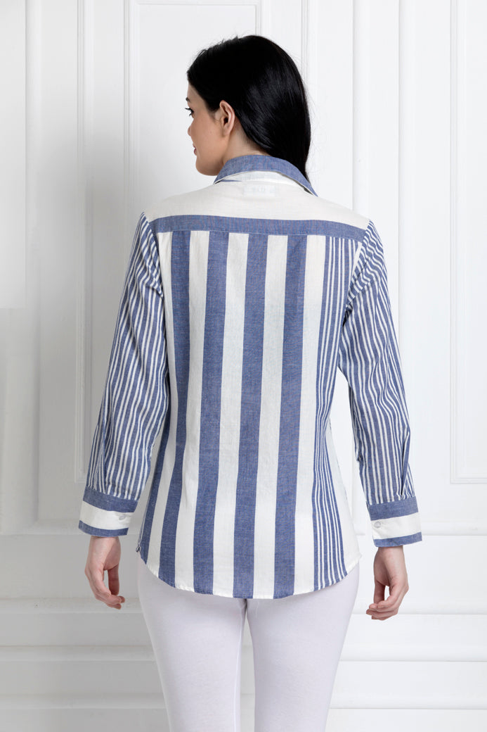 Striped Buttoned Down Shirt with a Waist Knot