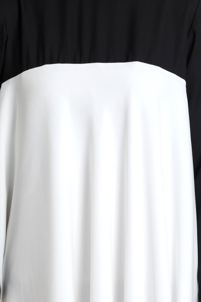 Monochrome High & Low Full Sleeves Dress