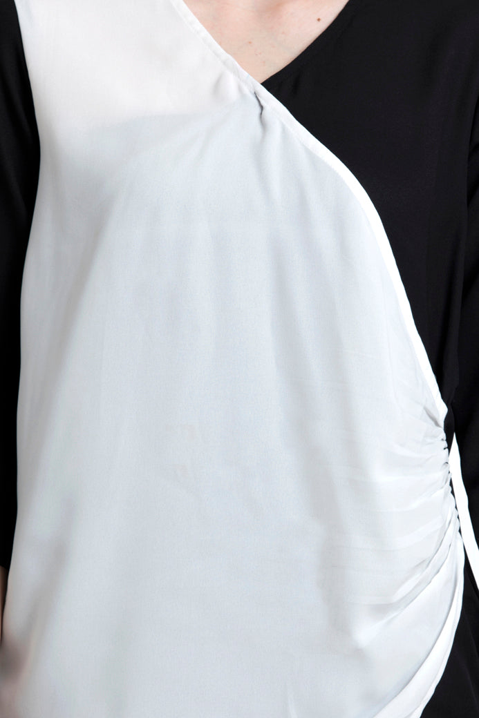 Full Sleeves, V neck Monochrome Dress
