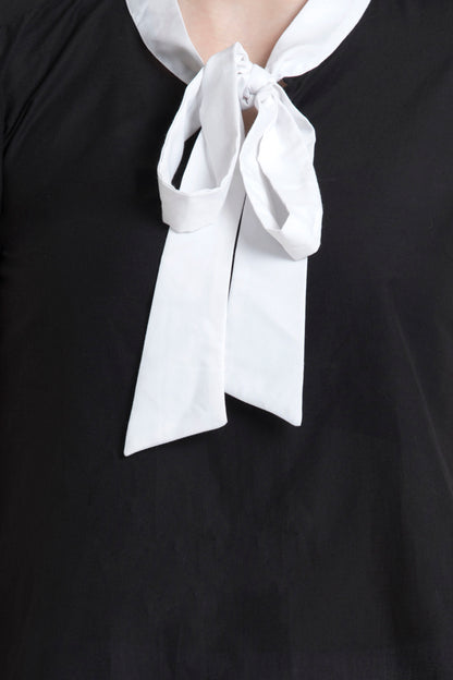 Monochrome Top with Pussy Bow