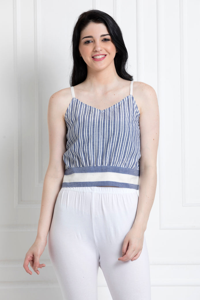 Spaghetti Strap Crop Top in Organic Cotton Fabric