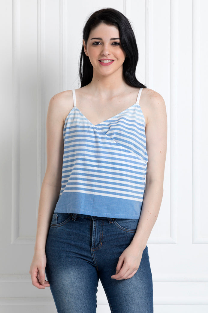 Spaghetti Style Striped Top in Organic Cotton