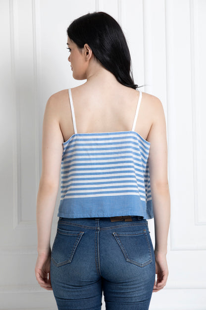 Spaghetti Style Striped Top in Organic Cotton