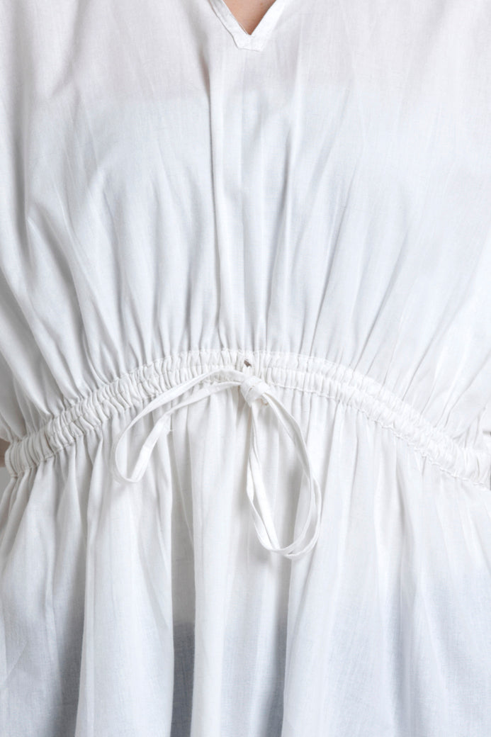 Kaftan Style Cinched Waist Top with Drawstrings On the Waist