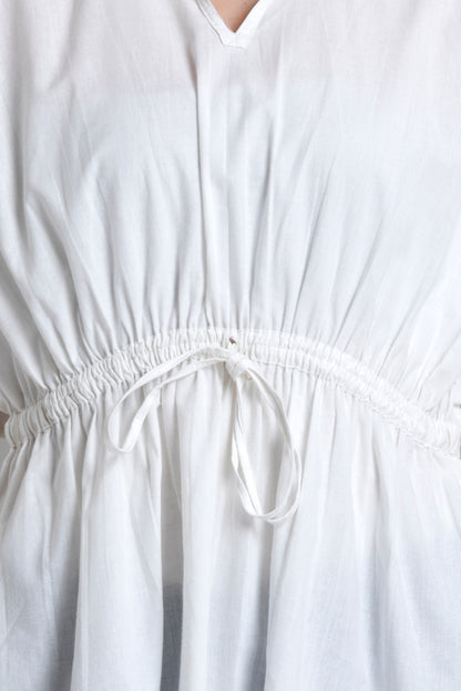 Kaftan Style Cinched Waist Top with Drawstrings On the Waist