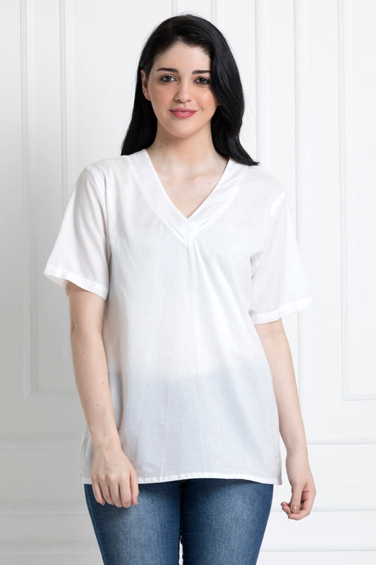 V-Neck Top with Short Sleeves