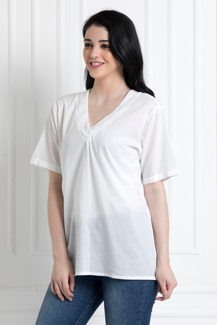 V-Neck Top with Short Sleeves