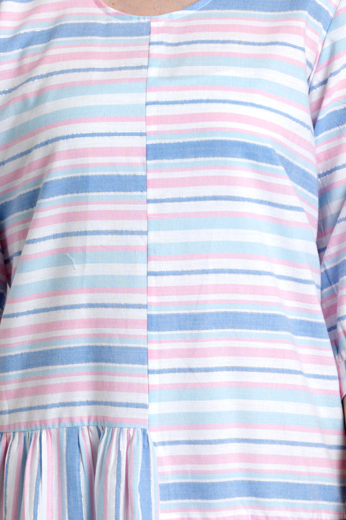 Dress with High & Low Gathered Hem