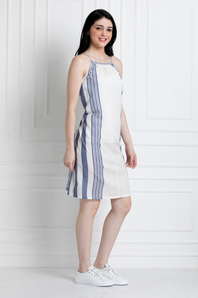Spaghetti Strap Knee length Dress in Soft Cotton Fabric