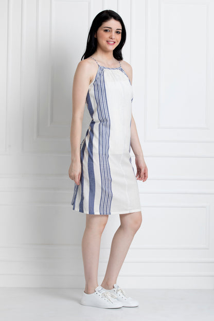 Spaghetti Strap Knee length Dress in Soft Cotton Fabric