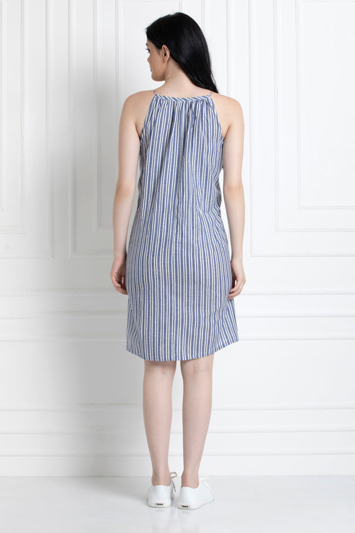 Spaghetti Strap Knee length Dress in Soft Cotton Fabric