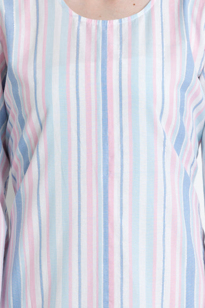 Full Sleeves Dress with One Side Gathered Hem