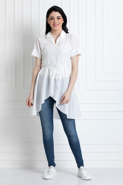 Asymmetric Cinched Waist Top
