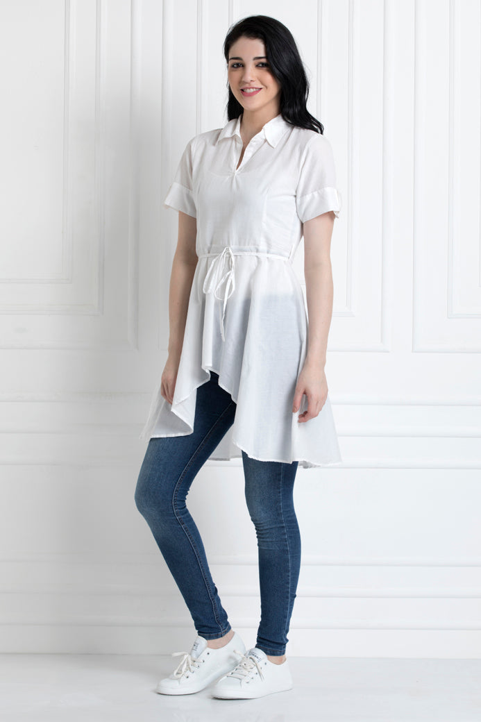 Asymmetric Cinched Waist Top