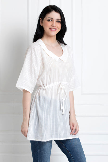 Cinched Elastic Waist Top in Organic Cotton
