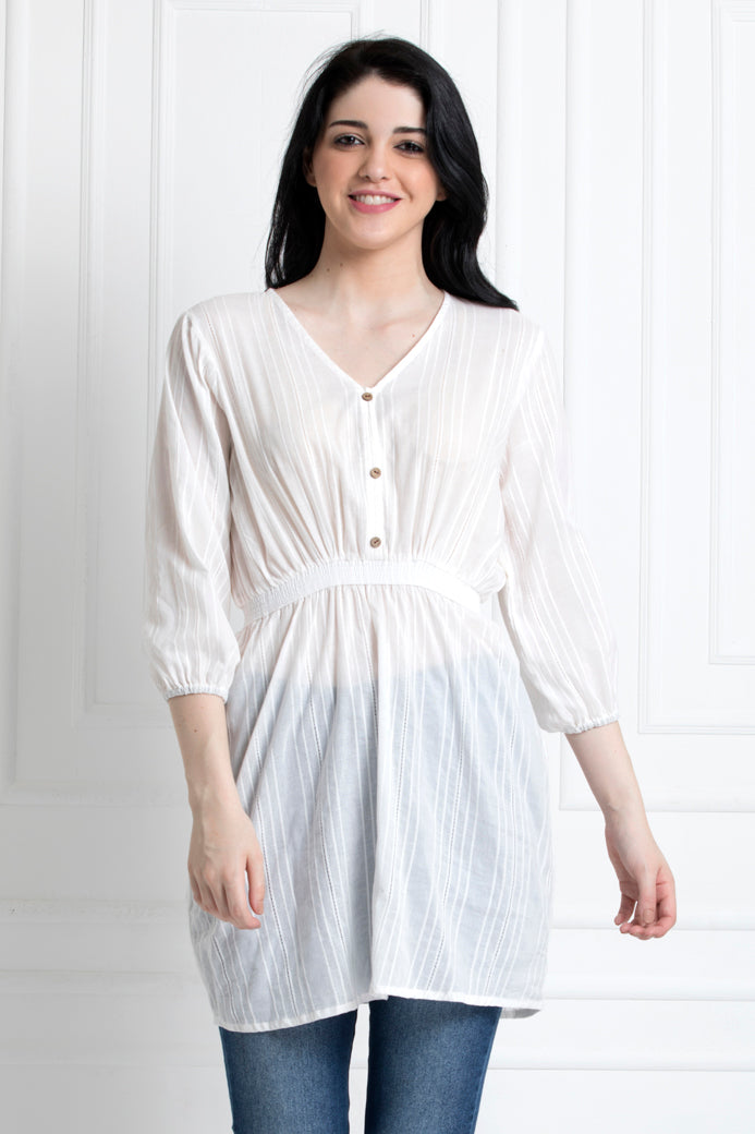 V Neck Elasticated Waist Top