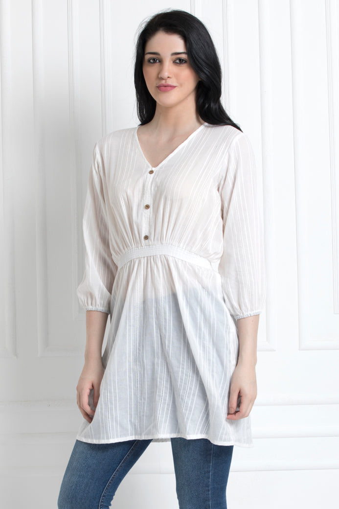 V Neck Elasticated Waist Top