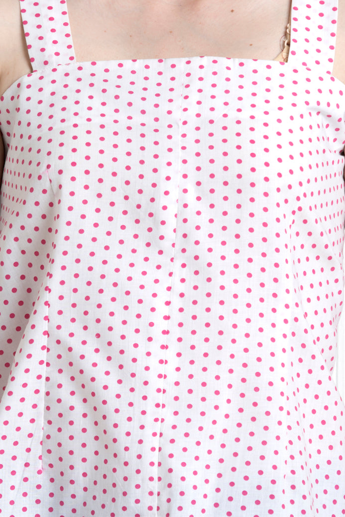 Spaghetti Style Polka-Dot Side Ruffle Top