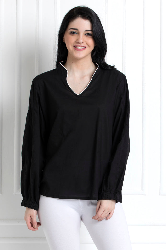 Full Sleeves Stand Collar Top