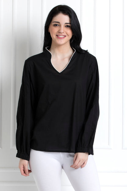 Full Sleeves Stand Collar Top
