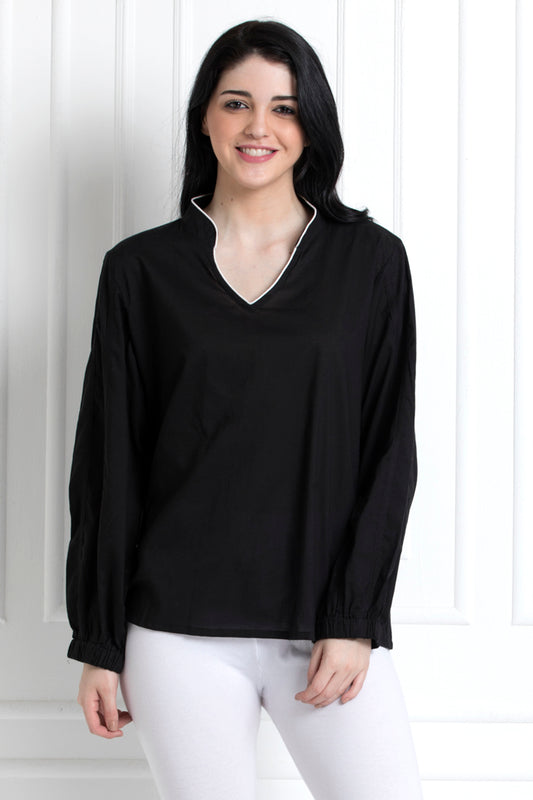 Full Sleeves Stand Collar Top