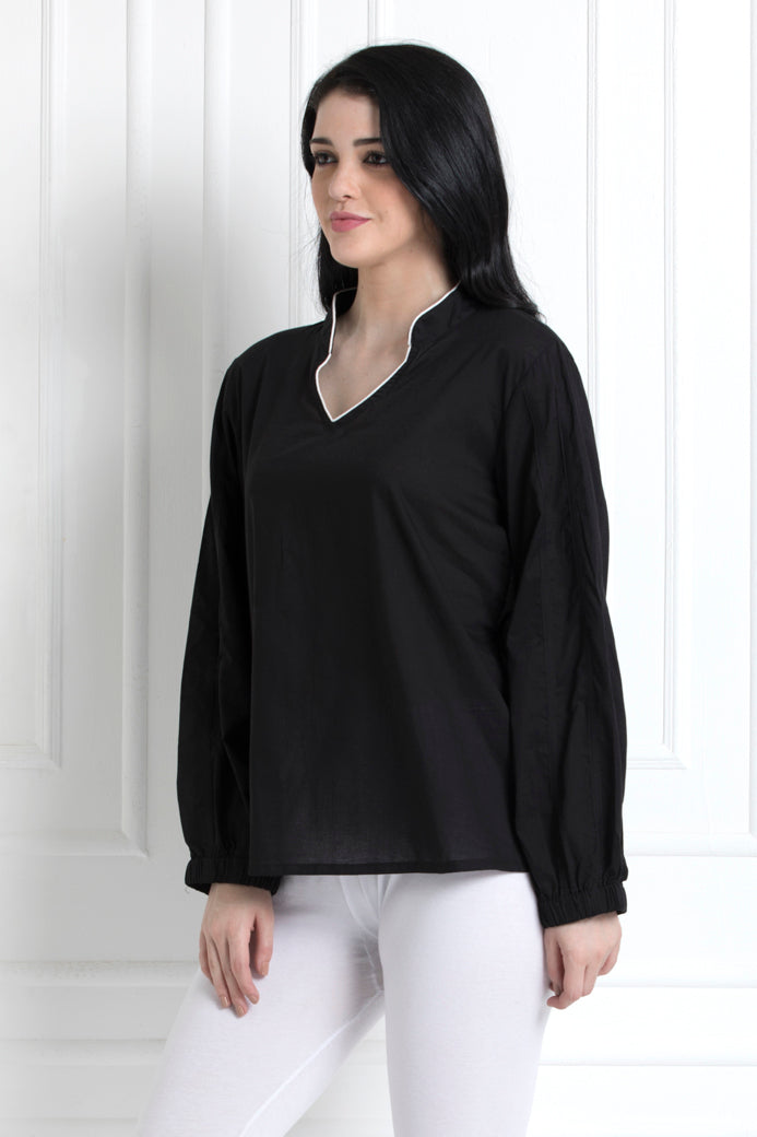 Full Sleeves Stand Collar Top