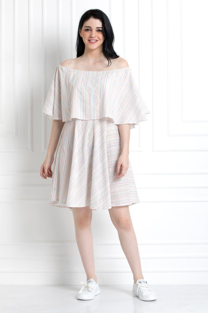 Double Layer Drop Drape Shoulder Dress