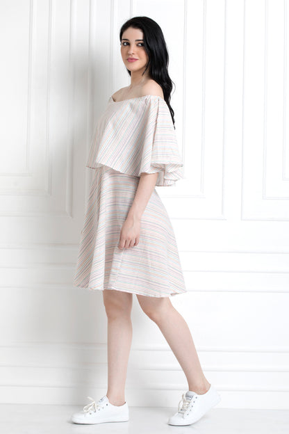 Double Layer Drop Drape Shoulder Dress