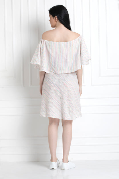 Double Layer Drop Drape Shoulder Dress