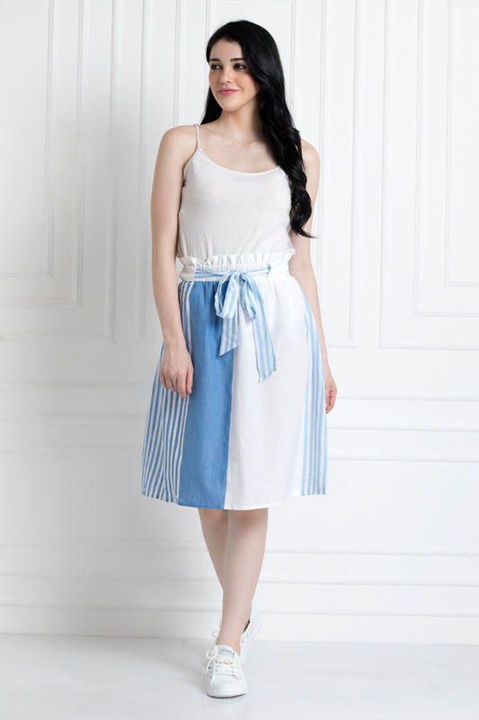 A-Line Skirt, Paper Bag Waist Skirt with front Tie Up