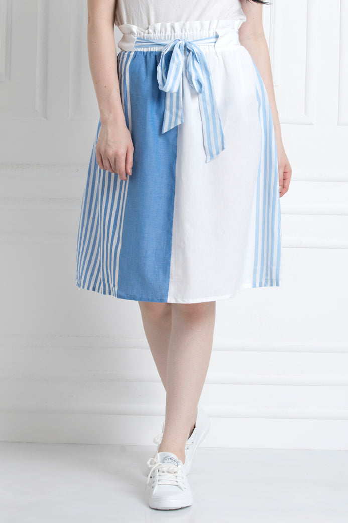 A-Line Skirt, Paper Bag Waist Skirt with front Tie Up