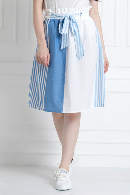 A-Line Skirt, Paper Bag Waist Skirt with front Tie Up