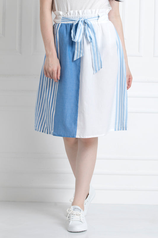 A-Line Skirt, Paper Bag Waist Skirt with front Tie Up