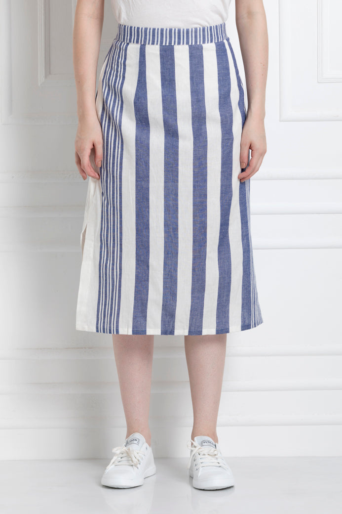 Mid length Stripped, Skirt in Organic Cotton
