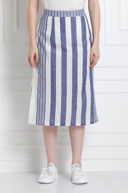 Mid length Stripped, Skirt in Organic Cotton