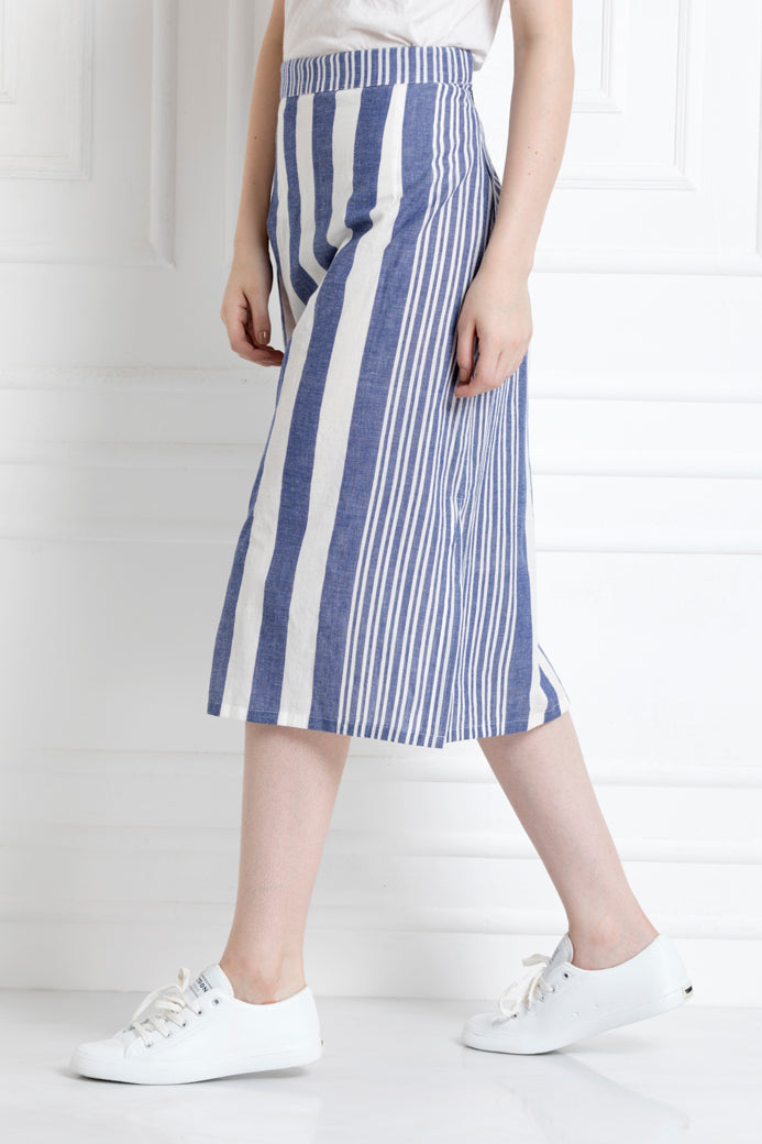 Mid length Stripped, Skirt in Organic Cotton