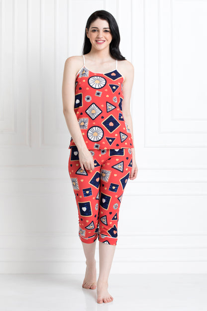 Spaghetti Top & Pajamas In Ditsy Print
