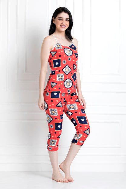 Spaghetti Top & Pajamas In Ditsy Print