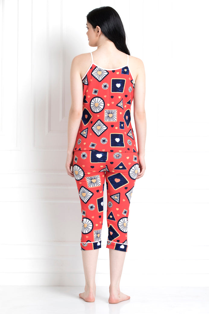 Spaghetti Top & Pajamas In Ditsy Print