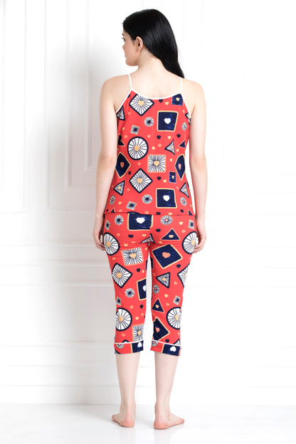 Spaghetti Top & Pajamas In Ditsy Print