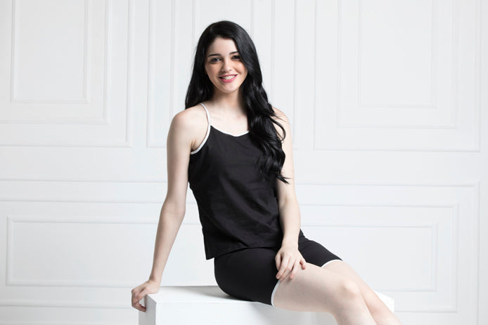 Spaghetti & Shorts In Organic Cotton. Perfect for That Super Comfortable Feel