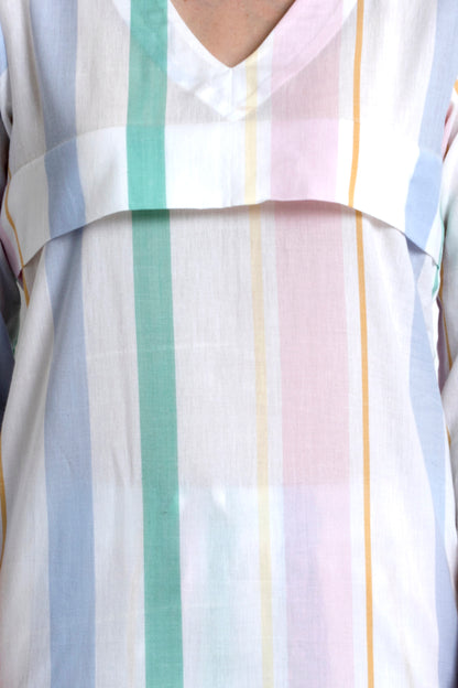 V-Neck, Striped Top With Pyjamas. For That Super Cool Feel